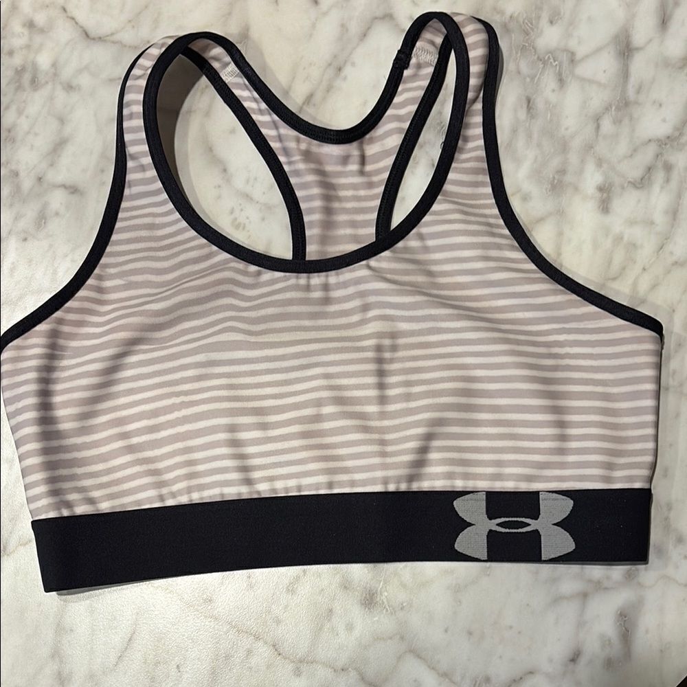 Under Armour Black and Gray Sports Bra with Racerback Design